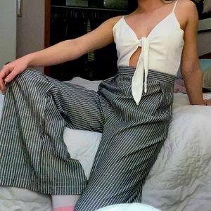 striped pant suit